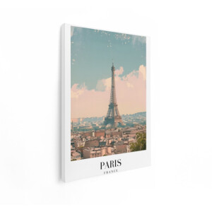 Artaza Canvas Schilderij Iconische Eiffeltoren in Parijs met een Zachte - Dromerige Pastelkleurige Hemel - 30x40 cm - Klein - Wanddecoratie Woonkamer - Schilderijen - Muurdecoratie