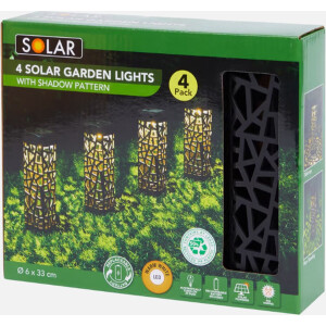 Solar -4x tuinverlichting op zonne-energie - Met schaduw patroon - 20cm