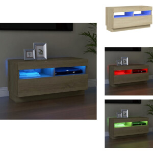vidaXL Tv-kast - Tv-kasten - Televisiekast - Televisiekasten - Tv-meubel met LED-verlichting 80x35x40 cm sonoma eikenkleurig