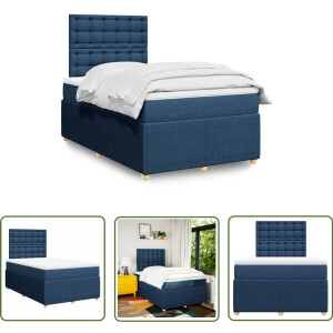 vidaXL Matras - Boxspring - Boxspring met matras stof blauw 120x190 cm - Slaapcomfort - Pocketvering - Hoofdbord