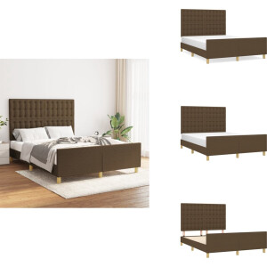 vidaXL Bedframe Met Hoofdeinde - Bedframes Met Hoofdeindes - Bed - Slaapmeubel - Bedframe zonder matras stof donkerbruin 140x190 cm