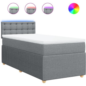 vidaXL - Boxspring - met - matras - stof - lichtgrijs - 90x190 - cm