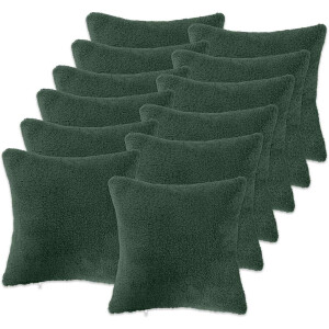 vidaXL - Kussensloop - 12 - pcs - HEERLEN - Donkergroen - 50 - x - 50 - cm - Bouclé