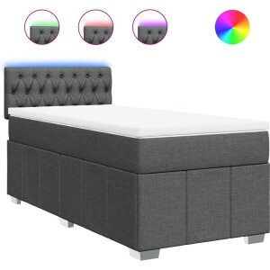 vidaXL - Boxspring - met - matras - stof - donkergrijs - 90x200 - cm