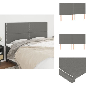 vidaXL Hoofdbord - Hoofdborden - Hoofdeinde - Houten Hoofdbord - Hoofdborden 4 st 100x5x78/88 cm stof donkergrijs