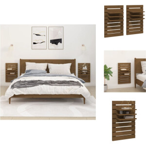 vidaXL Zwevend Nachtkastje - Zwevende Nachtkastjes - Wandgemonteerd Nachtkastje - Nachtkastje - Nachtkastjes wandgemonteerd 2 st massief grenenhout honingbruin