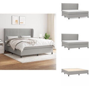 vidaXL Boxspring - Boxsprings - Bed - Slaapmeubel - Boxspring met matras stof lichtgrijs 180x200 cm