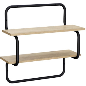 vidaXL - 2-laags - wandplank - Sonoma - Eiken - 60 - x - 24,5 - x - 61 - cm - Bewerkt - hout