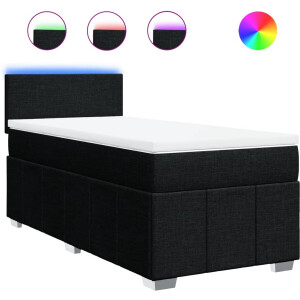 vidaXL - Boxspring - met - matras - stof - zwart - 90x190 - cm