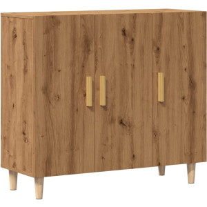 vidaXL - Dressoir - 90x34x80 - cm - bewerkt - hout - artisanaal - eikenkleur