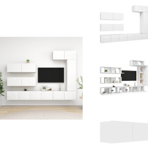 vidaXL Tv-kastenset - Tv-kastensets - Tv-kasten - Tv-meubelset - 7-delige Tv-meubelset bewerkt hout wit