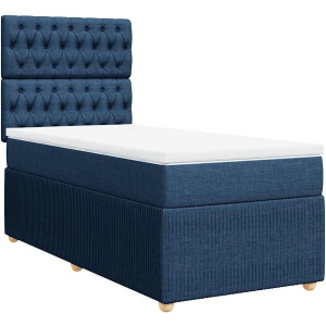 vidaXL - Boxspring - met - matras - stof - blauw - 100x200 - cm