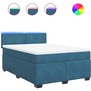 vidaXL - Boxspring - met - matras - fluweel - blauw - 140x190 - cm