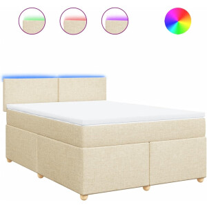 vidaXL - Boxspring - met - matras - stof - crèmekleurig - 140x200 - cm