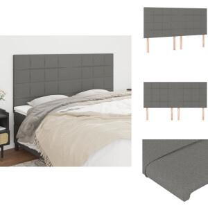 vidaXL Hoofdbord - Hoofdborden - Hoofdeinde - Houten Hoofdbord - Hoofdborden 4 st 90x5x78/88 cm stof donkergrijs