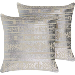 OUJDA - Sierkussen set van 2 - Zilver - 50 x 50 cm - Katoen