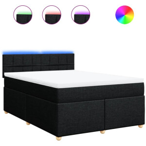 vidaXL - Boxspring - met - matras - stof - zwart - 140x200 - cm