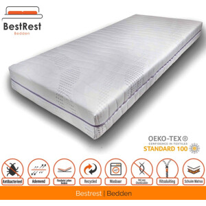 Micropocketvering matras HR koudschuim 7 zones - koudschuim matras geveerd - 21cm matrasdikte - 80x210cm