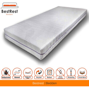Pocketveer Matras - De Luxe - Nasa Traagschuim - verkoelend en drukverlagend - 25cm matrasdikte - 190x220cm