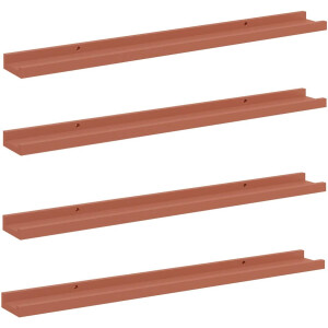 vidaXL - Wandplank - met - plank - 4 - pcs - Rood - 80 - x - 9 - x - 3 - cm - Bewerkt - hout