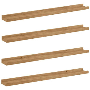 vidaXL - Wandplank - met - plank - 4 - pcs - Bruin - 80 - x - 9 - x - 3 - cm - Bewerkt - hout