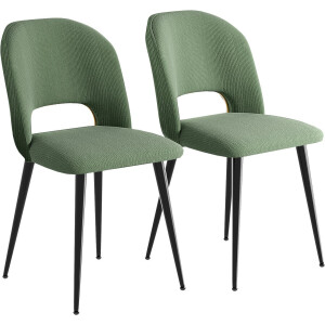 PIPIPOXER- Eetkamerstoelen - Set Van 2 - kaptafelstoel- gestreepte stoffen zitting, metalen poten,Groen