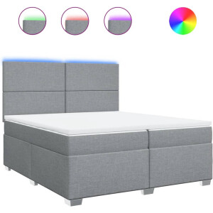 vidaXL - Boxspring - met - matras - stof - lichtgrijs - 200x200 - cm