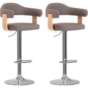 vidaXL - Barkrukken - 2 - st - gebogen - hout - en - stof - taupe