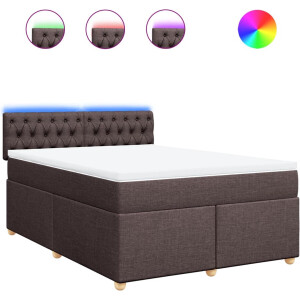 vidaXL - Boxspring - met - matras - stof - donkerbruin - 140x190 - cm
