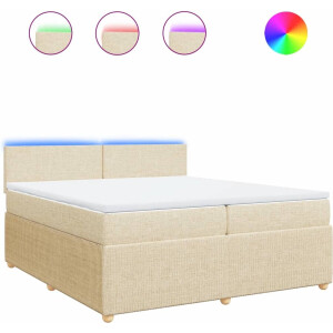 vidaXL - Boxspring - met - matras - stof - crèmekleurig - 200x200 - cm