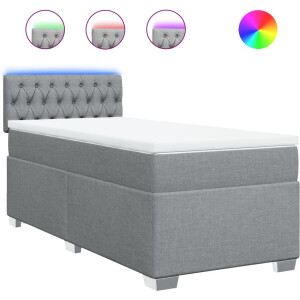 vidaXL - Boxspring - met - matras - stof - lichtgrijs - 90x200 - cm