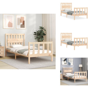 vidaXL Bedframe - Bedframes - Bed - Eenpersoonsbed - Bedframe zonder matras massief grenenhout 90x200 cm