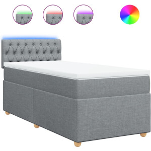 vidaXL - Boxspring - met - matras - stof - lichtgrijs - 90x200 - cm