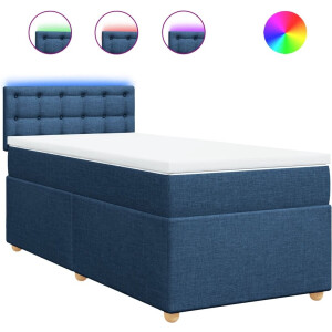 vidaXL - Boxspring - met - matras - stof - blauw - 100x200 - cm
