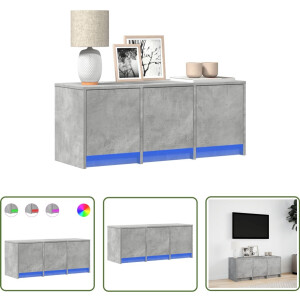 vidaXL Led-verlichting - Tv-meubel - Tv-meubel met LED 97x34x40 cm bewerkt hout betongrijs - Houten Tv-meubel - Betonnen Grijs - Tv Kast