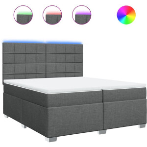 vidaXL - Boxspring - met - matras - stof - donkergrijs - 200x200 - cm