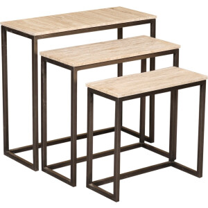 PTMD - Bijzettafel Zoah - Zwart - 70x29x65cm - Set van 3