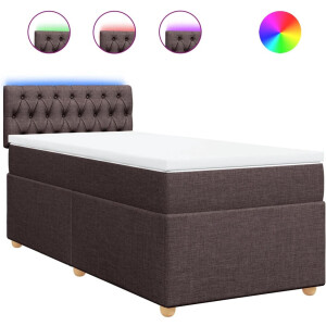 vidaXL - Boxspring - met - matras - stof - donkerbruin - 90x200 - cm