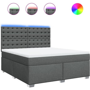 vidaXL - Boxspring - met - matras - stof - donkergrijs - 180x200 - cm