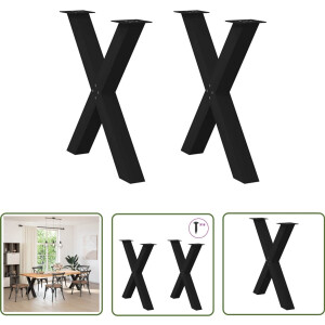 vidaXL Metalen Tafelpoten - Eettafelpoten - Eettafelpoten 2 st X-vormig 80x(72-73) cm staal zwart - X-vormige Tafelpoten - Eettafel Onderstel - Tafelondersteuning