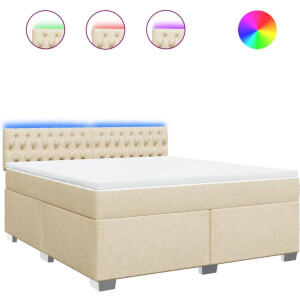 vidaXL - Boxspring - met - matras - stof - crèmekleurig - 180x200 - cm