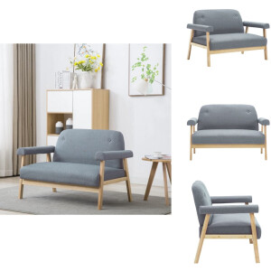 vidaXL - Tweezitsbank - stof - lichtgrijs