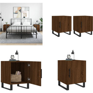vidaXL Nachtkastjes 2 st 40x40x50 cm bewerkt hout bruin eikenkleur - Nachtkastje - Nachtkastjes - Bijzettafel - Wandkastje