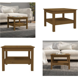 vidaXL - Salontafel - 55x55x40 - cm - massief - grenenhout - honingbruin