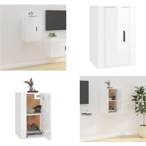 vidaXL Tv-wandmeubel 40x34,5x60 cm hoogglans wit - Tv-kast - Tv-<a title="kast vergelijken" href="https://furn.nl/kasten">kasten</a> - Televisiekast - Bijzetkast
