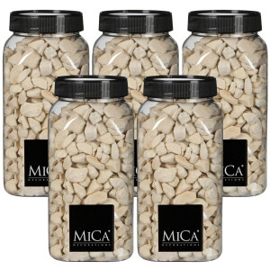 Mica Decorations decoratie steentjes - 5x - creme wit - 650ml - hobby steentjes - sier stenen