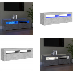 vidaXL Tv-meubel met LED-verlichting 120x35x40 cm betongrijs - Tv-kast - Tv-kasten - Televisiekast - Televisiekasten