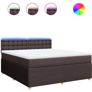 vidaXL - Boxspring - met - matras - stof - donkerbruin - 180x200 - cm