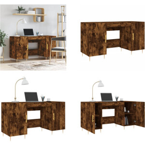 vidaXL - Bureau - 140x50x75 - cm - bewerkt - hout - gerookt - eikenkleurig