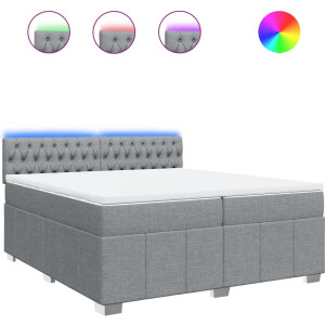 vidaXL - Boxspring - met - matras - stof - lichtgrijs - 200x200 - cm